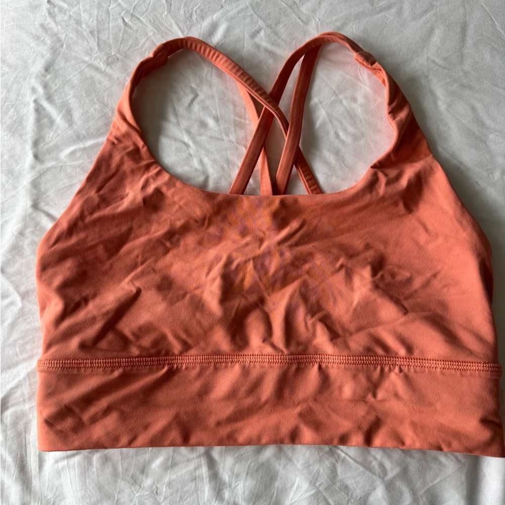 lululemon athletica long energy Strappy Bralette in coral